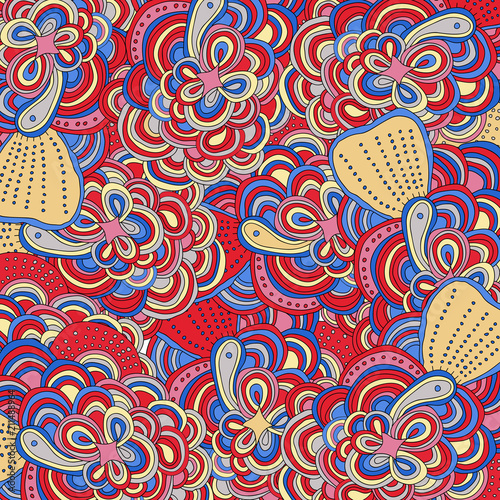 Colored lined pattern in cartoon style. Red, blue colors.