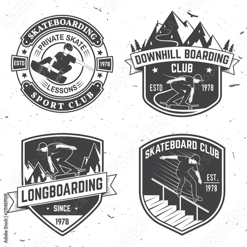 Set of Skateboard club badges. Vector illustration.