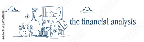 business cloud storage financial graphs internet business analytics concept businesspeople working process money dollar coin stack over white background banner sketch doodle vector illustration