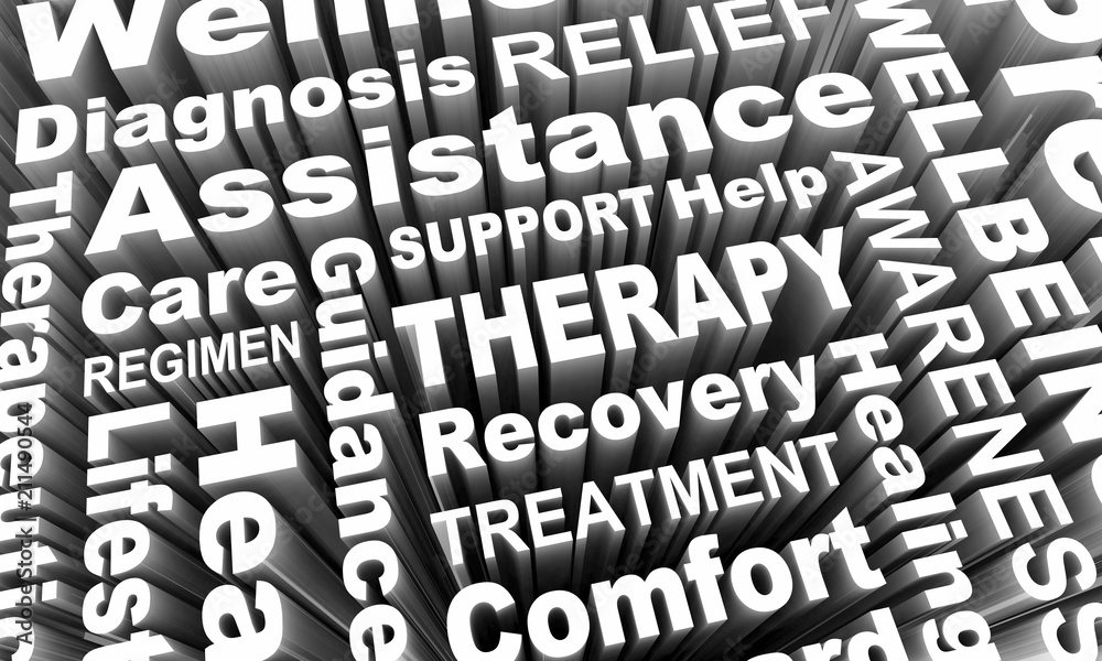Therapy Treatment Help Healing Words 3d Render Illustration Therapy Treatment Help Healing Words 3d Render Illustration