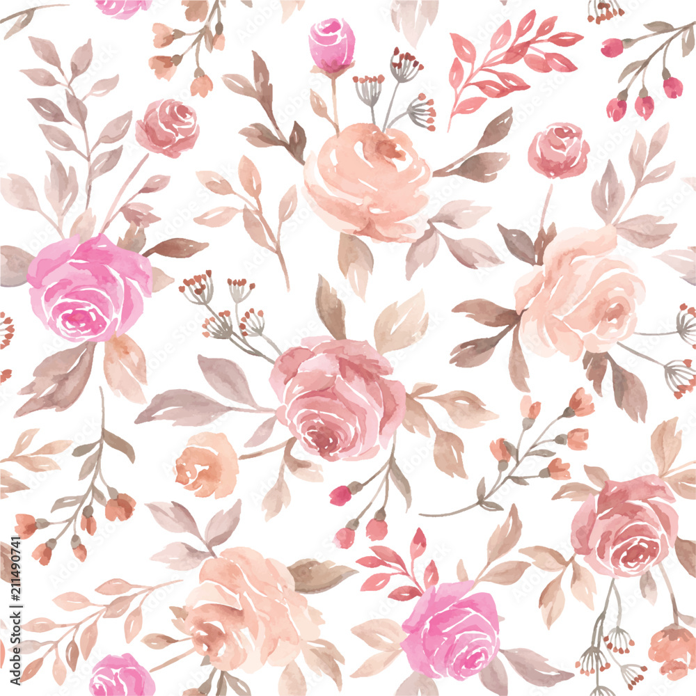 Pastel vector seamless flower pattern backdrop background