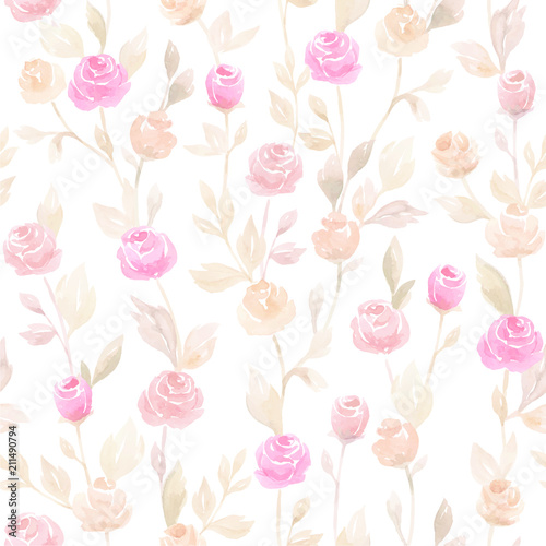 Pastel vector seamless flower pattern backdrop background
