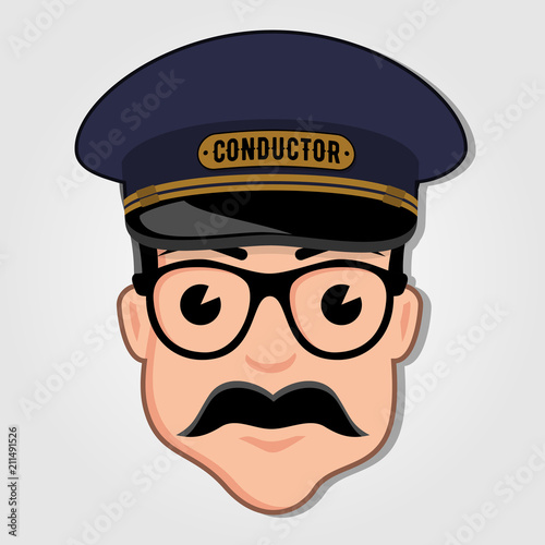 Train Conductor Cartoon Face. Vector illustration.