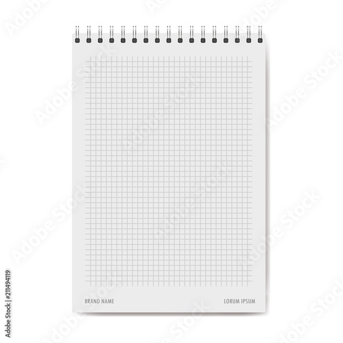 Notepad template, isolated on white background