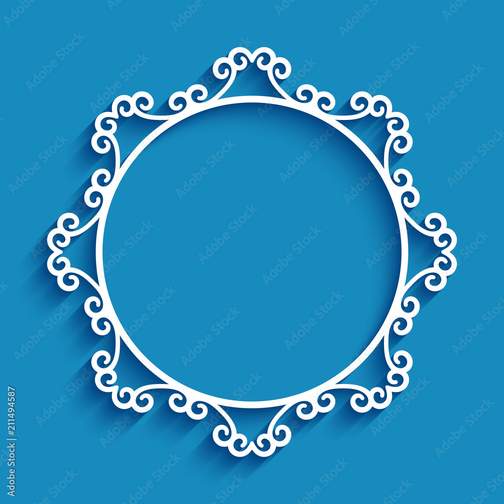 Round frame with cutout paper border pattern Round frame with cutout paper border pattern