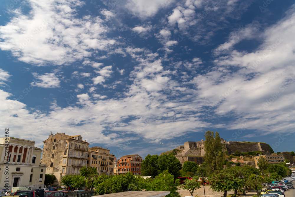 coflu city view from fortress spring , greece