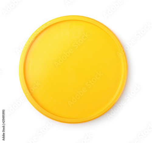 Top view of yellow plastic lid