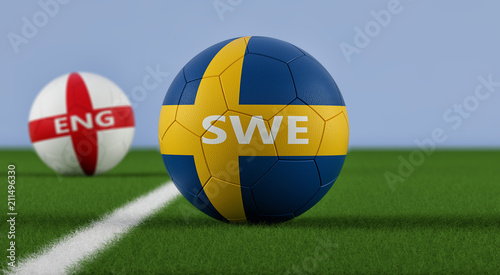 England vs. Sweden Soccer Match - 3D Rendering 