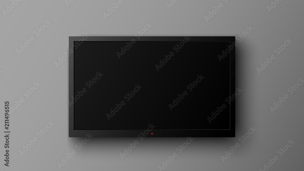 Realistic LED television screen on gray background, vector illustration Realistic LED television screen on gray background, vector illustration