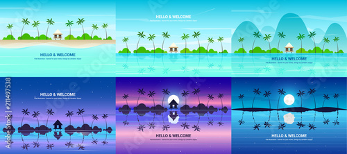 Vector banners set with summer resort
