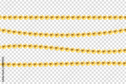 Vector realistic isolated beads necklace pattern for decoration and covering on the transparent background. Concept of jewelry and beauty.