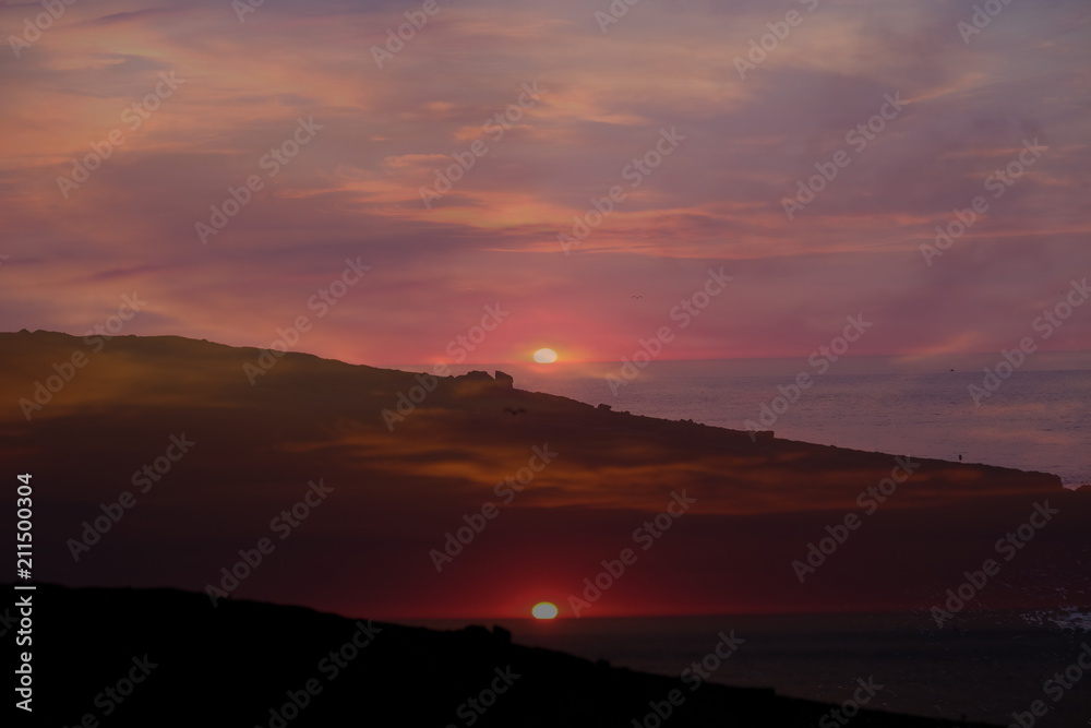 Obraz premium 2 zdjęcie wschodu słońca