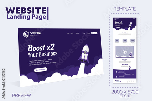 Boost Business Website Landing Page Vector Template Design Concept