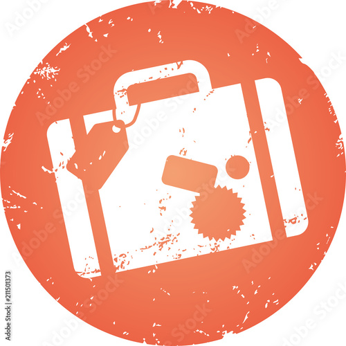 Button Reisekoffer mit Urlaubsstickern