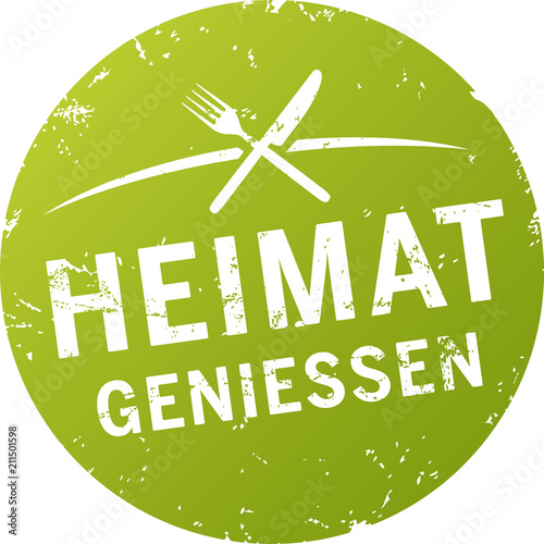 Button Heimat genießen mit Besteck