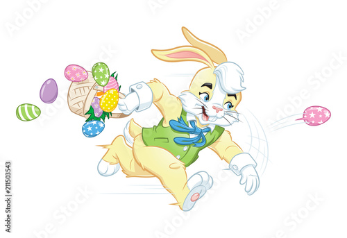 Easter Bunny Running & Throwing Eggs