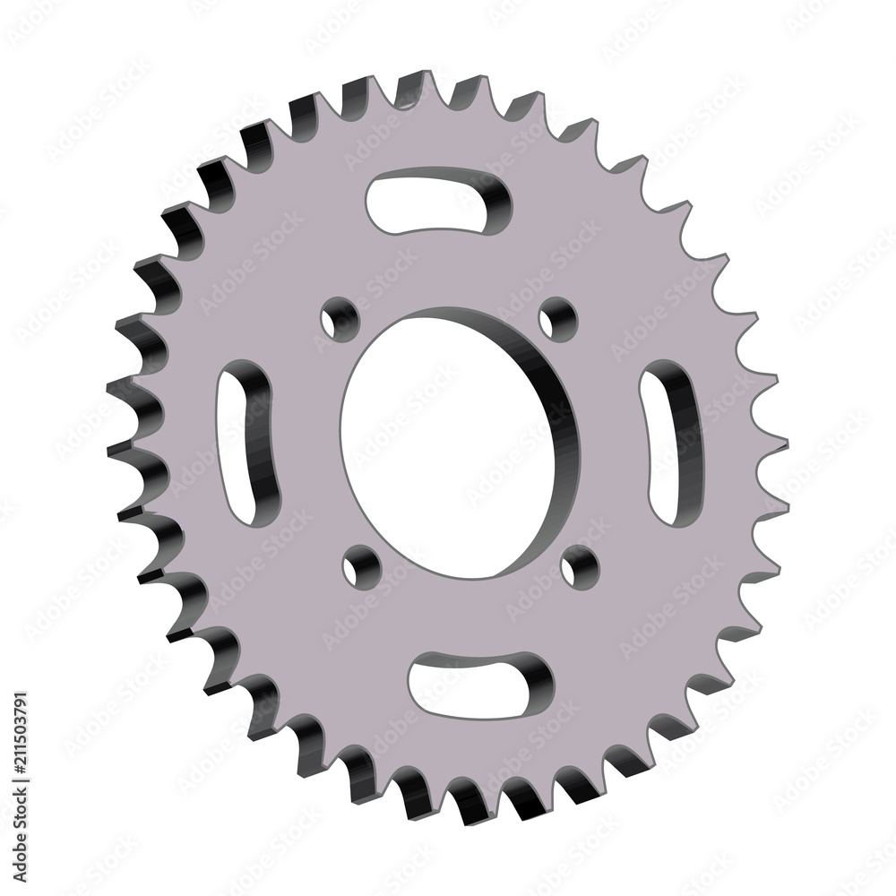 Metal sprocket wheel isolated. Three dimensions vector Metal sprocket wheel isolated. Three dimensions vector