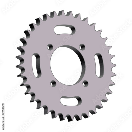 Metal sprocket wheel isolated. Three dimensions vector
