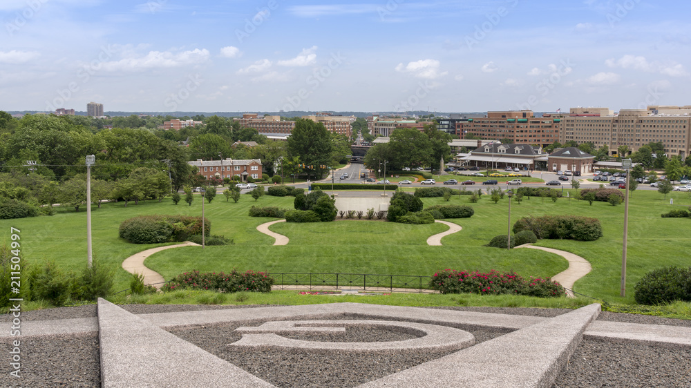 A panoramic view of Old Town Alexandria, Virginia, USA as seen from the steps of the George Washington Masonic Temple