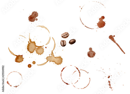 watercolor drawing coffee stains, drops