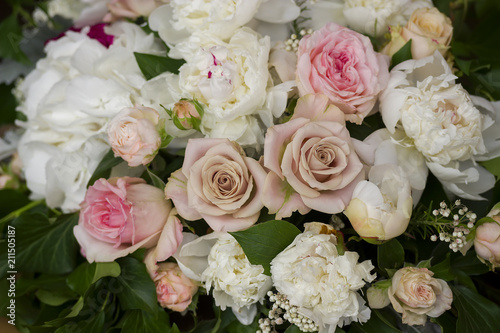 Roses and peony flowers wedding bouquet  decoration.