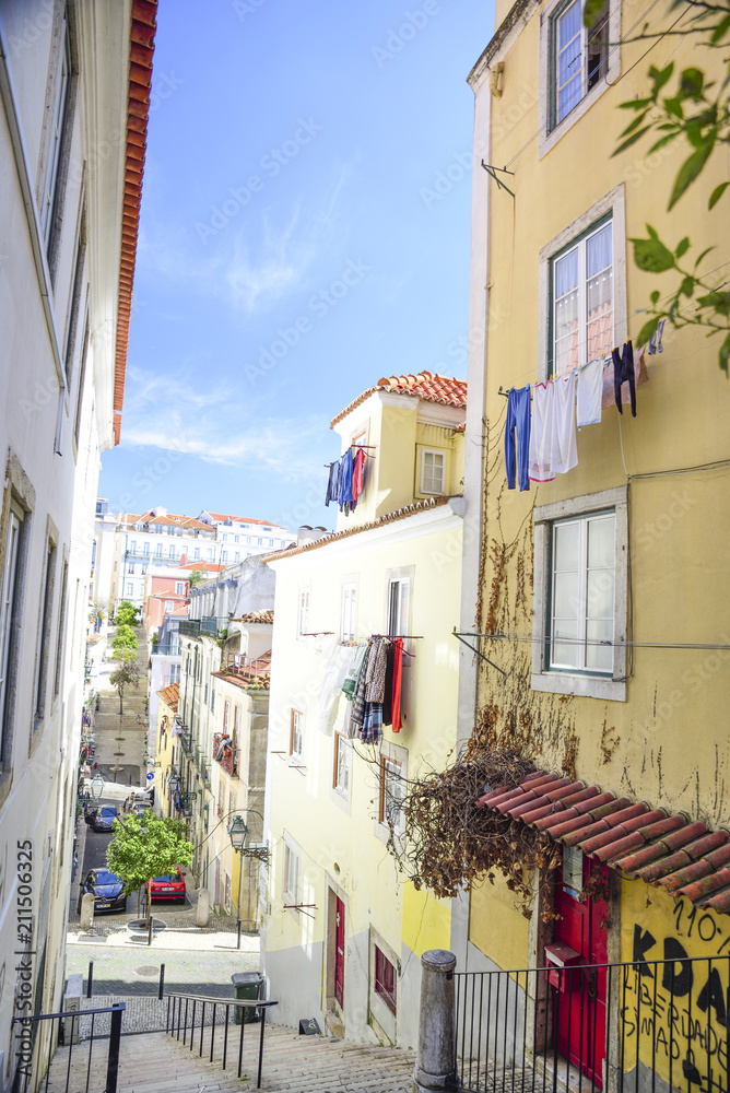 alley in high barrio in Lisbon