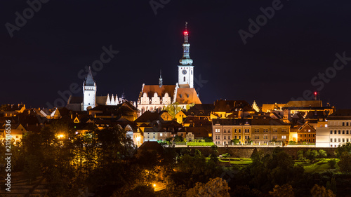 Canvastavla Night view on historic Tabor city