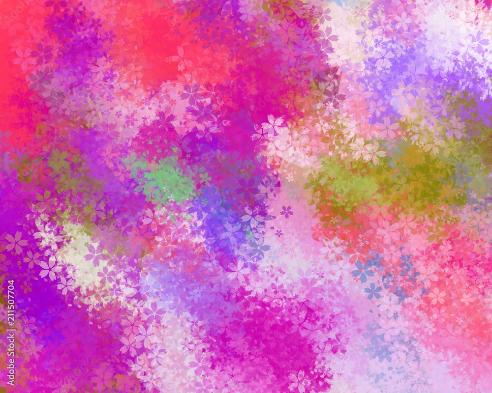 gradient colorful background with blossom flower pattern