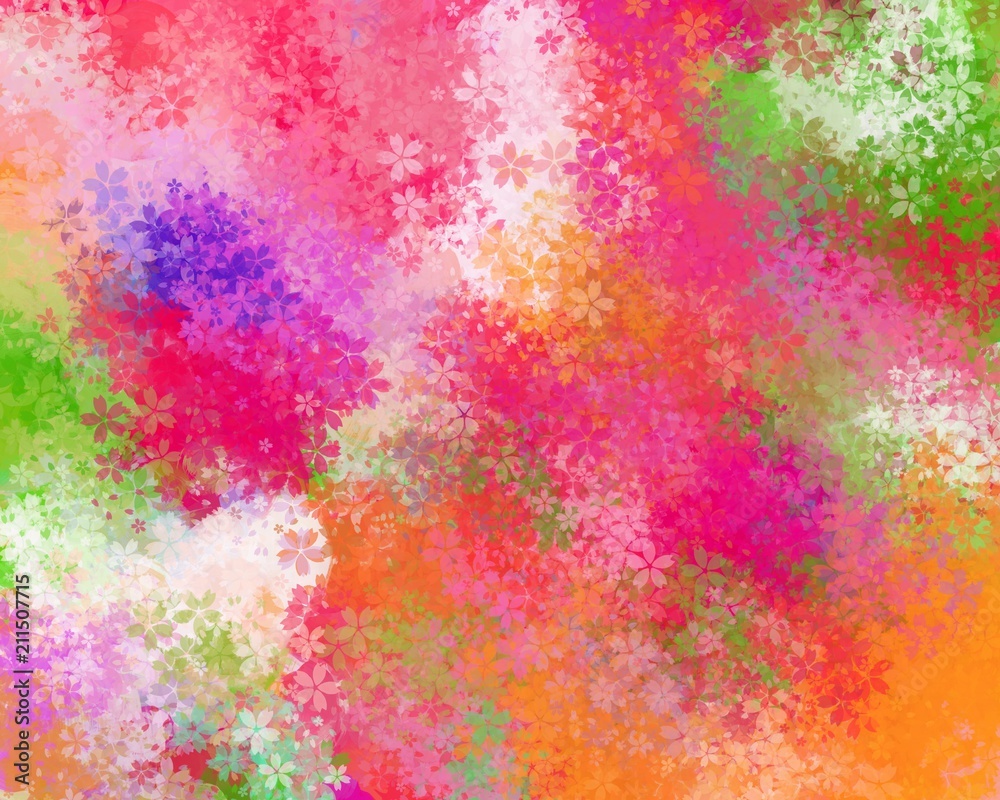 gradient colorful background with blossom flower pattern