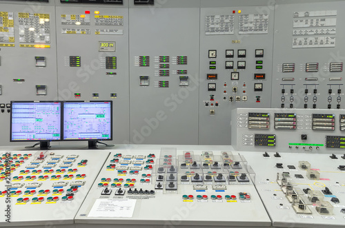 The central control room of nuclear power plant.