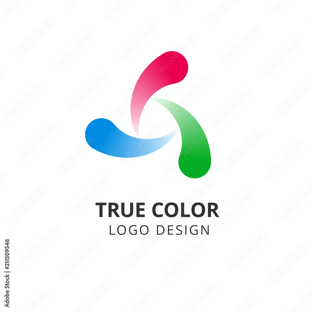 Circle swirl logo. Colorful round abstract emblem. True color spiral vector isolated design Circle swirl logo. Colorful round abstract emblem. True color spiral vector isolated design