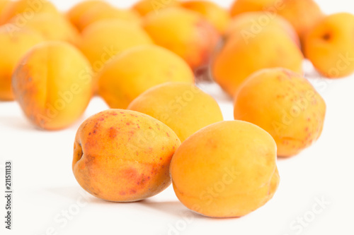 Fresh sweet ripe apricot isolated on white background. Natural organic fruits.