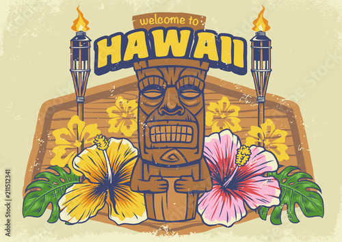 vintage textured hawaii design