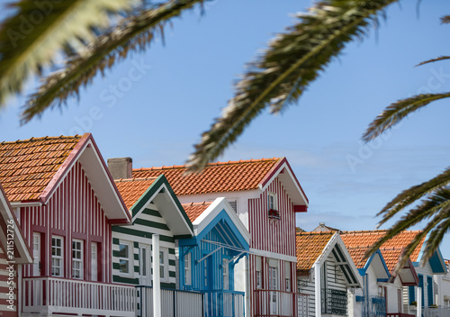 Typical striped houses in Costa Nova, Aveiro, Portugal