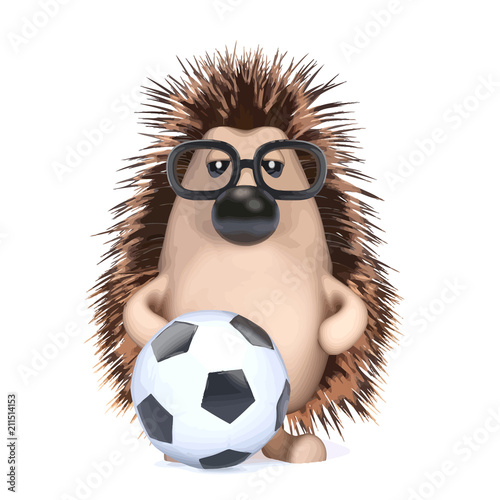 Vector 3d Hedgehog playing football