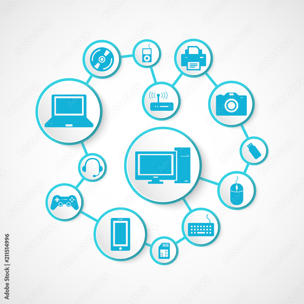 Devices icon and technology , connection concept Devices icon and technology , connection concept