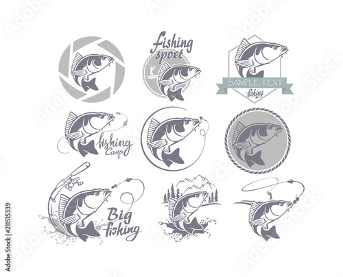 carp fish set icons