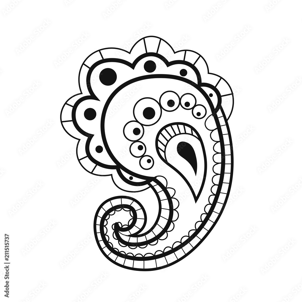 Mehndi traditional indian ethnic symbol. Good for henna design, fabric,  textile,tattoo, t-shirt print or poster Stock Vector | Adobe Stock