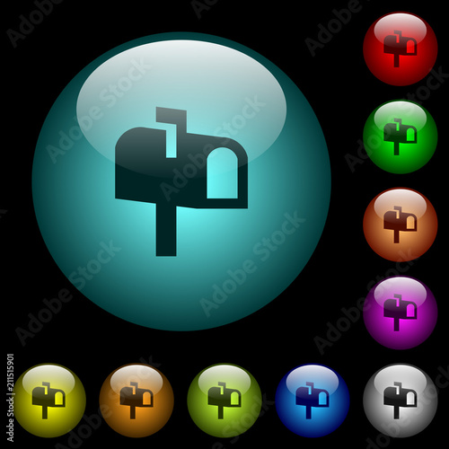 Mailbox icons in color illuminated glass buttons