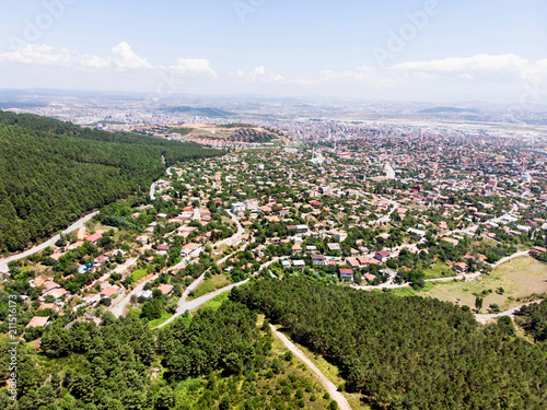 Aerial Drone View of Forest Way in Istanbul Yakacik photo