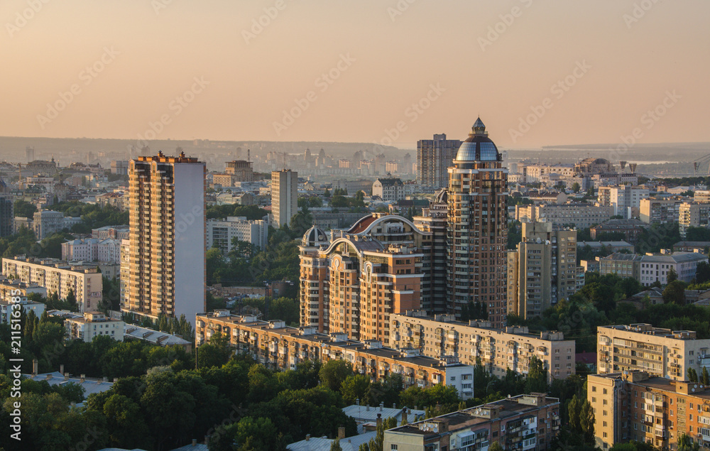 Fototapeta premium Sunset over the city Kiev