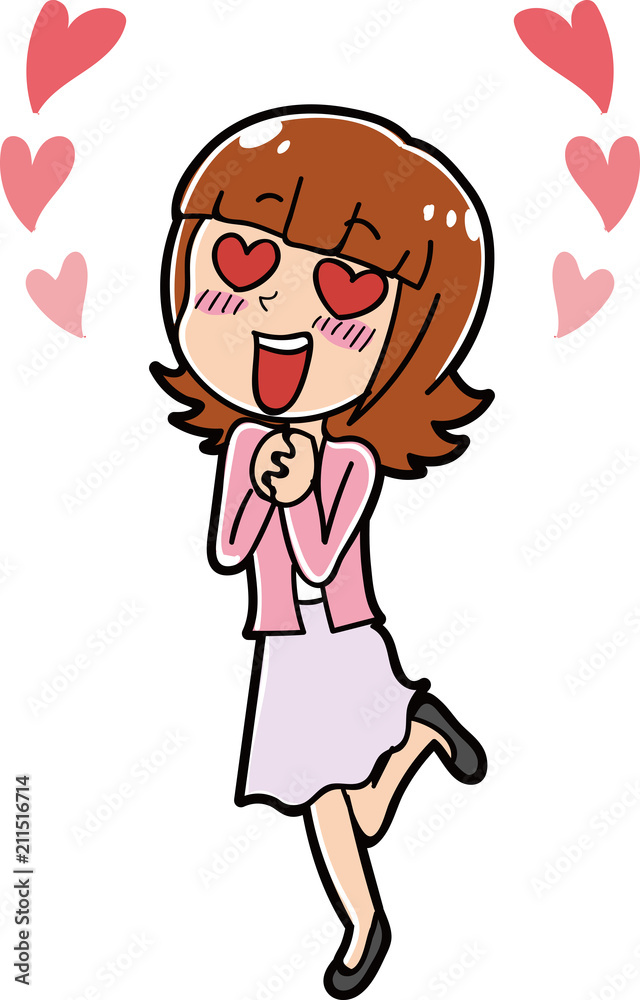 目がハートの女性のイラスト 目がハートの女性のイラスト