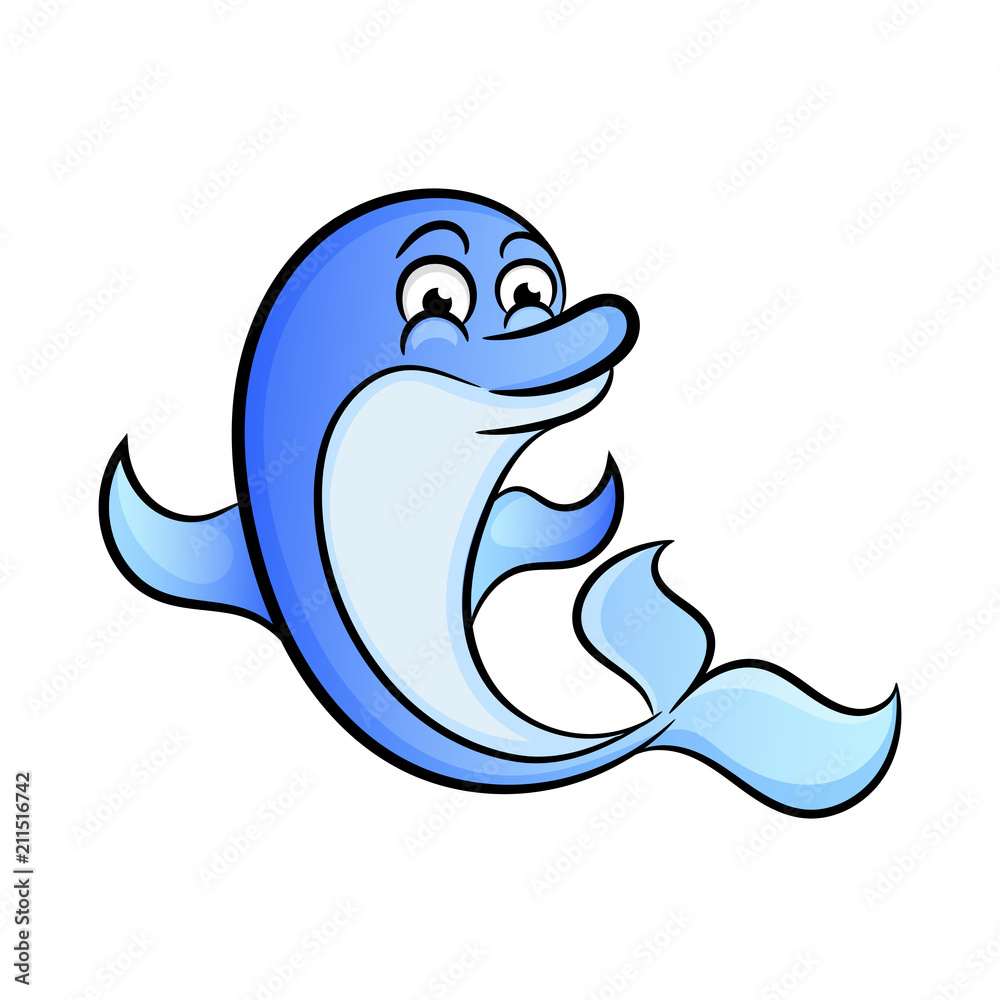 Naklejka premium Cute dolphin vector illustration - flat design