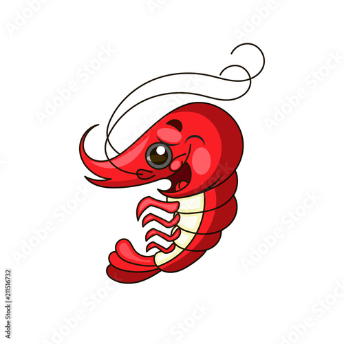 Shrimp silhouette. Isolated shrimp on white background
