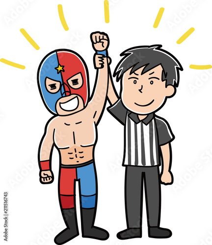 勝利したプロレスラーのイラスト素材
