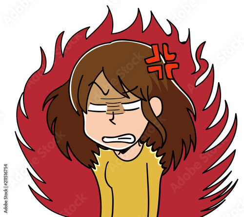 イライラしている女性のイラスト
