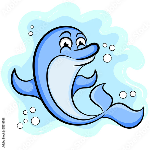 Cute dolphin vector illustration - flat design