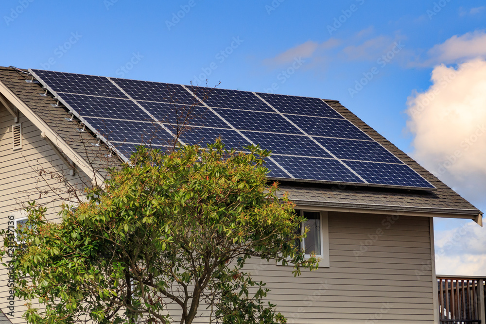 Solar Panel on the Roof of a Home