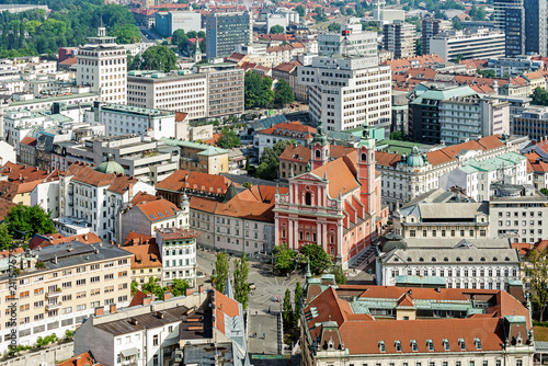 Aerial view of Ljubliana, capital city of Slovenia.