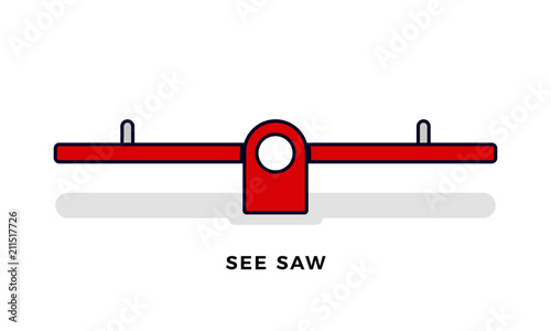 Vector isolated illustration of Seesaw. Children playground. Fun Activity and Amusement Concept.